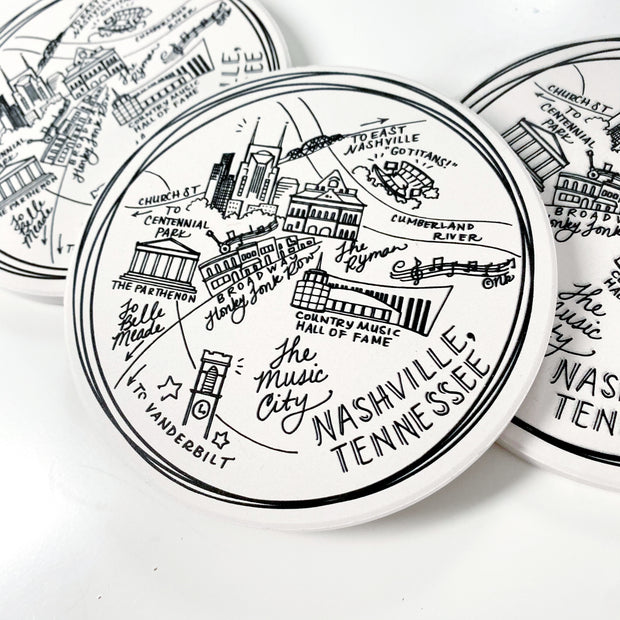 Nashville Map Coasters