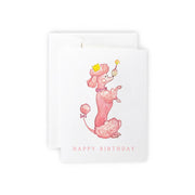 Pink Poodle Birthday Greeting Card