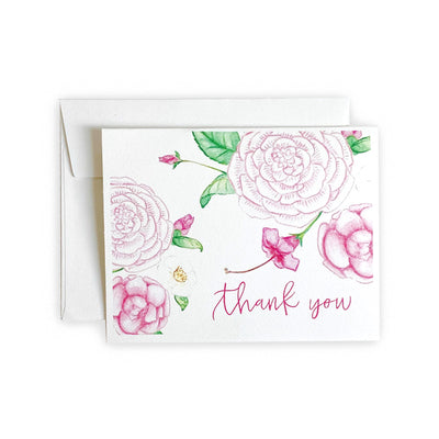 Pink Camellias Thank You Greeting Card