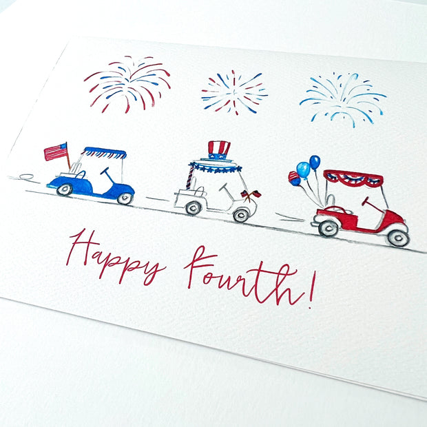 Fourth of July Golf Cart Parade Greeting Card