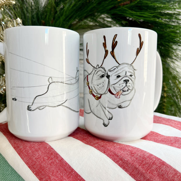 Bulldog Reindeer Holiday Mug