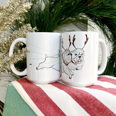 Bulldog Reindeer Holiday Mug