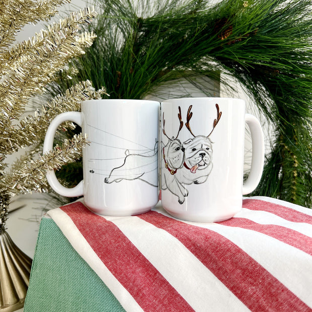 Bulldog Reindeer Holiday Mug