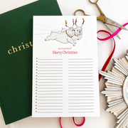 Bulldog Reindeer Christmas List Notepad