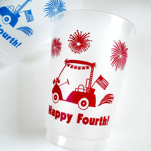 Golfcart 4th of July Frosted Party Cups