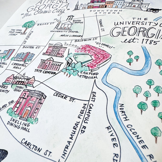 University of Georgia Map Art Print
