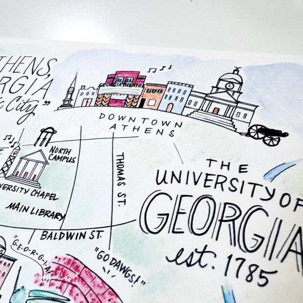 University of Georgia Map Art Print