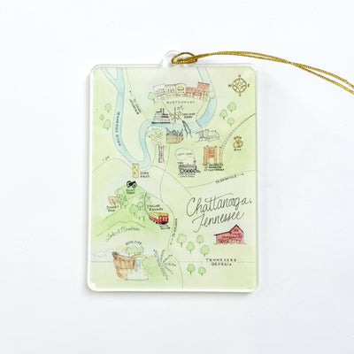 Chattanooga, Tennessee Map Acrylic Ornament