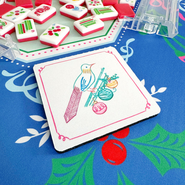 Bird Bam Mahjong Holiday Neoprene Coaster Set