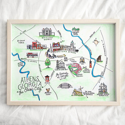 Athens, Georgia Map Art Print