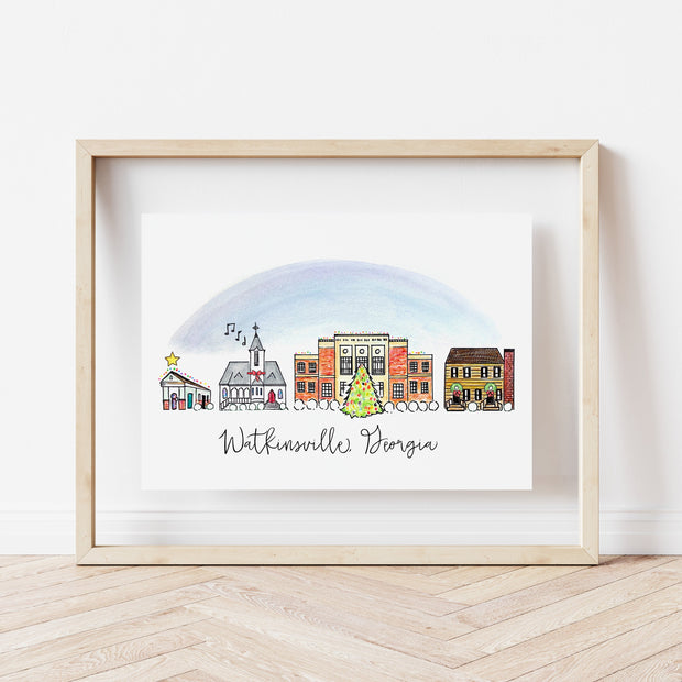 Watkinsville, Georgia Holiday Art Print