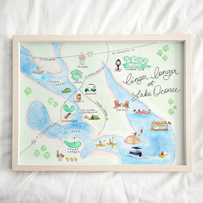 Lake Oconee, Georgia Map Art Print