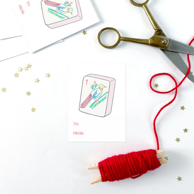 One Bam Bird Mahjong Gift Tags