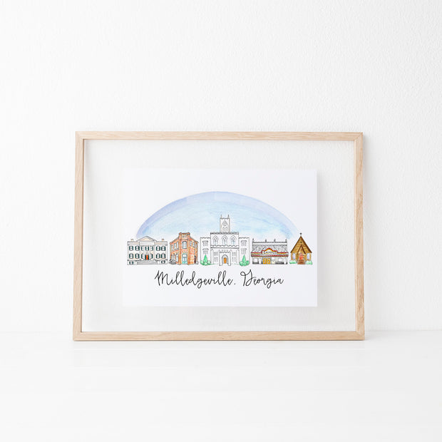 Milledgeville, Georgia Skyline Art Print