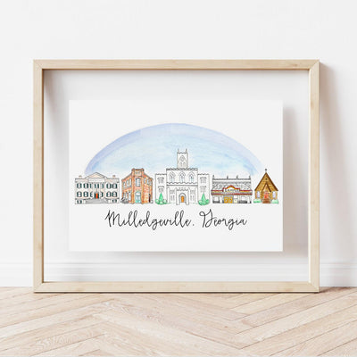 Milledgeville, Georgia Skyline Art Print