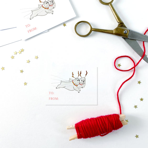 Bulldog reindeer Gift Tags