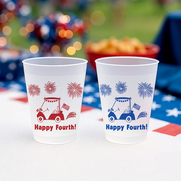 Golfcart 4th of July Frosted Party Cups