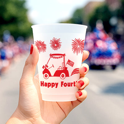 Golfcart 4th of July Frosted Party Cups