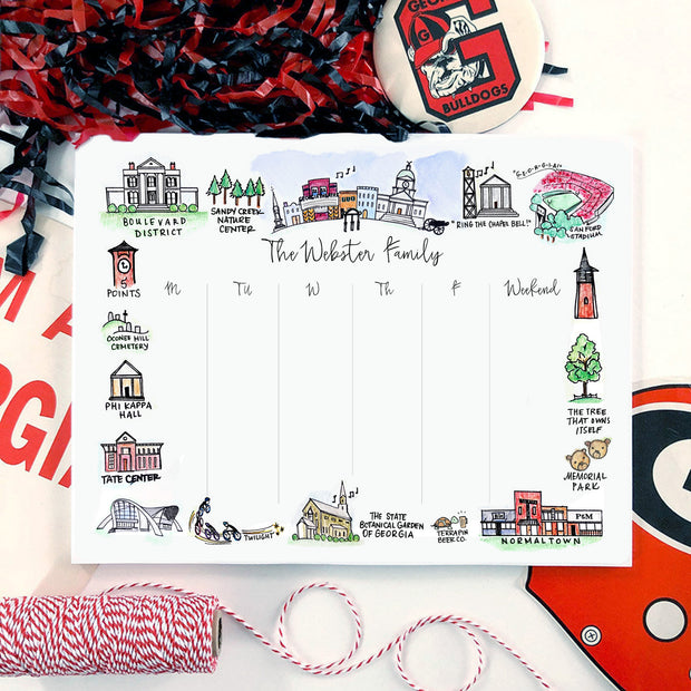Athens, Georgia UGA Weekly Personalized Notepad
