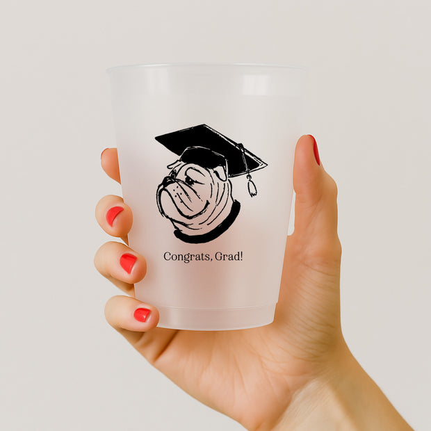 Graduation Bulldog Frosted Party Cups