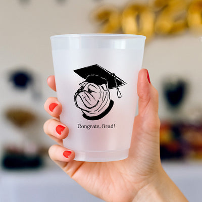 Graduation Bulldog Frosted Party Cups