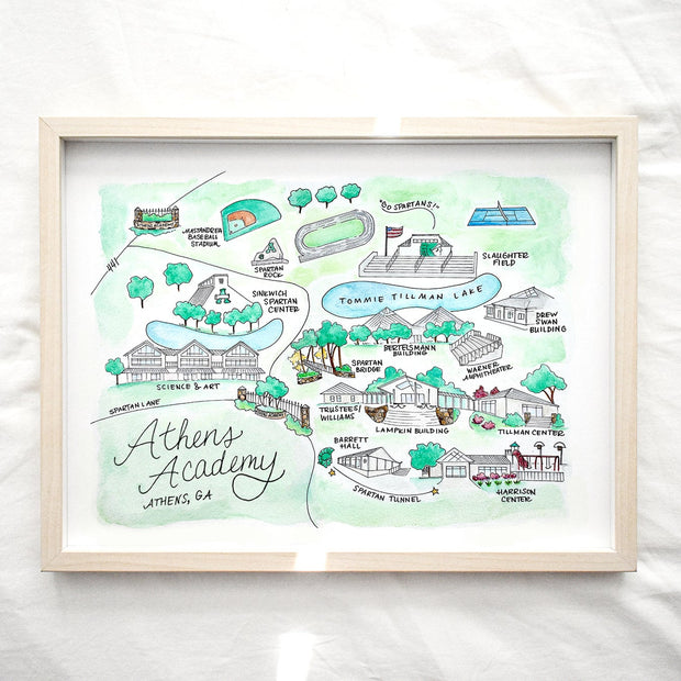 Athens Schools: Athens Academy Map Art Print