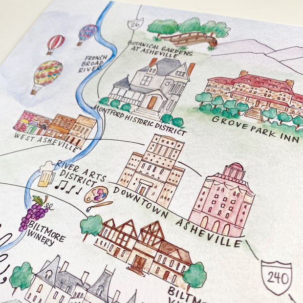 Asheville Map Greeting Card