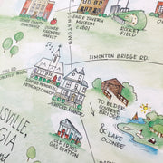 Watkinsville, Georgia Map Art Print
