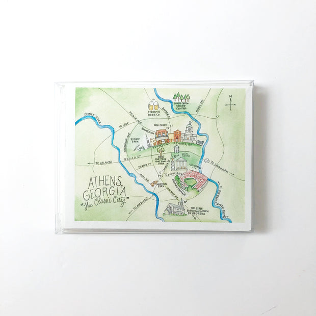 Athens Watercolor Map Greeting Card