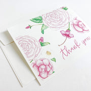 Pink Camellias Thank You Greeting Card