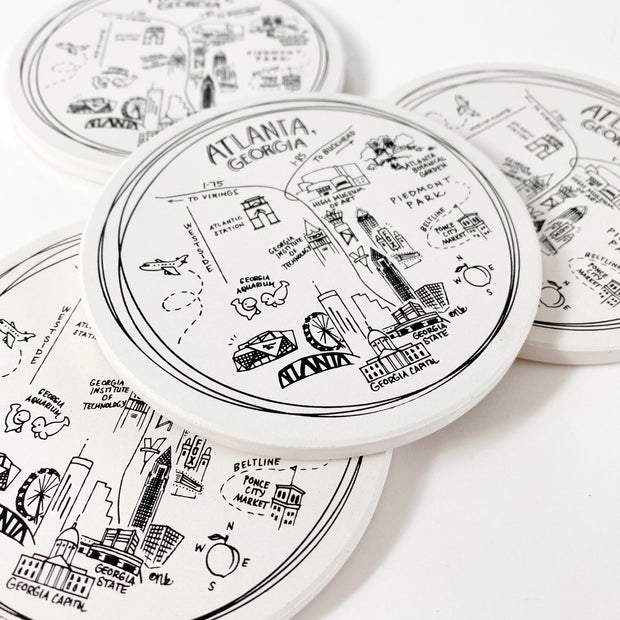 Atlanta Map Ceramic Coasters