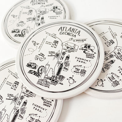 Atlanta Map Ceramic Coasters