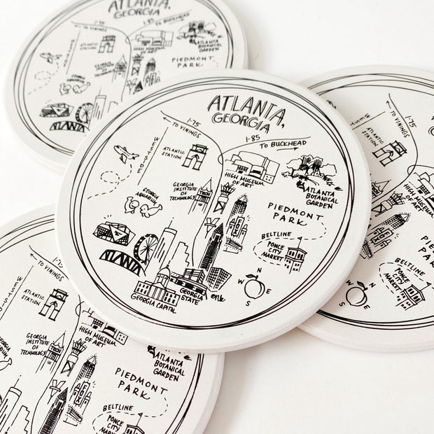 Atlanta Map Ceramic Coasters