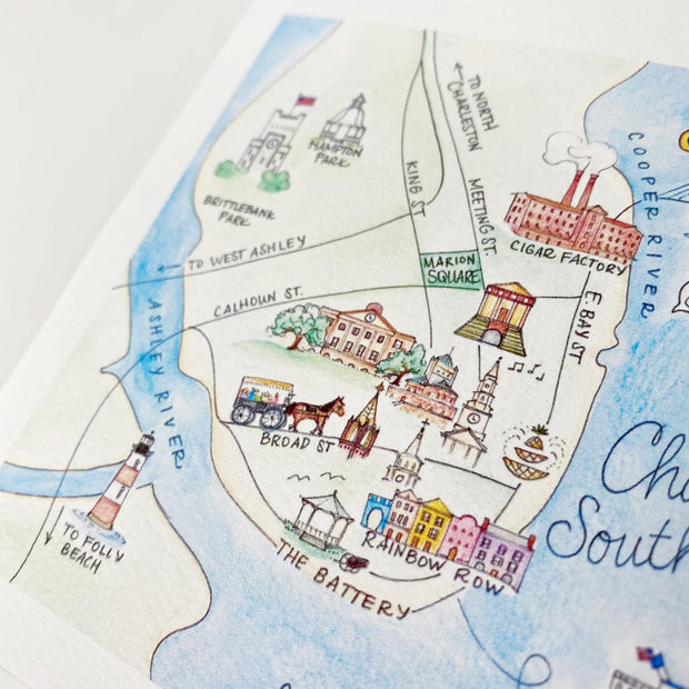 Charleston Map Greeting Card