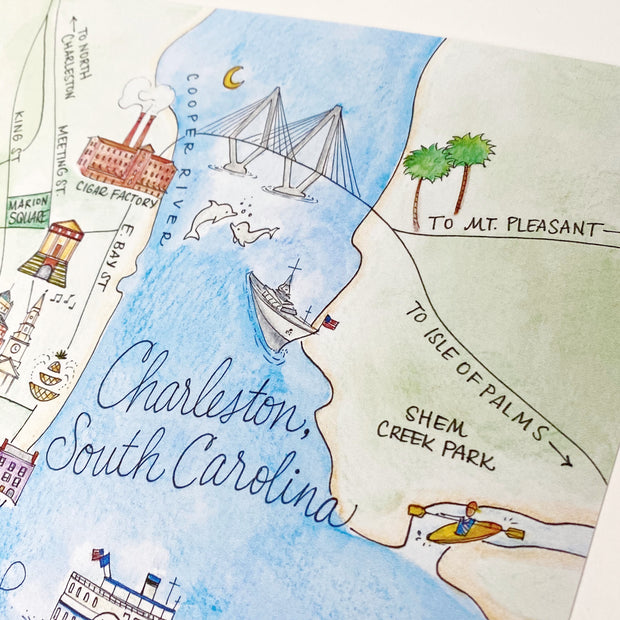 Charleston, South Carolina Map Art Print