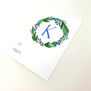 Blue Monogram Wreath Gift Tags