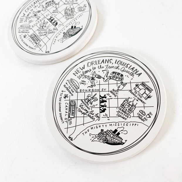 New Orleans Map Ceramic Coasters