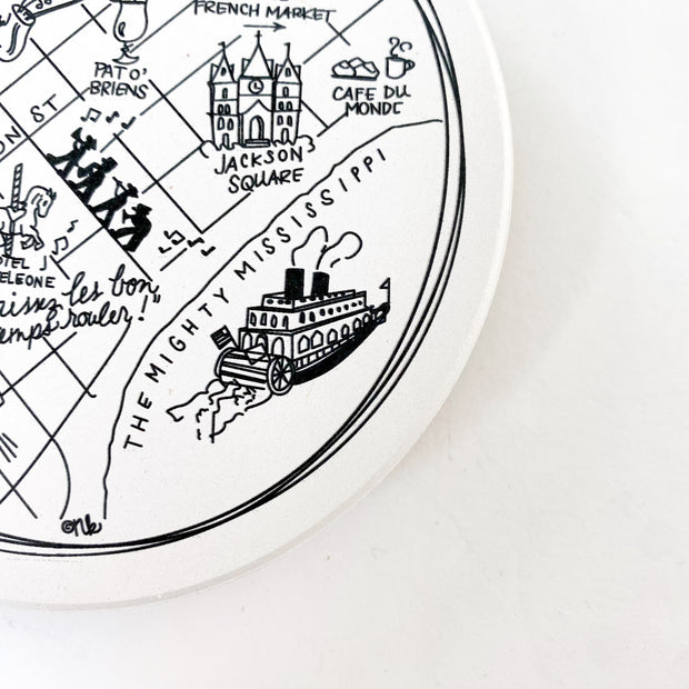 New Orleans Map Ceramic Coasters