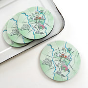 Athens, Georgia Map Neoprene Coaster Set