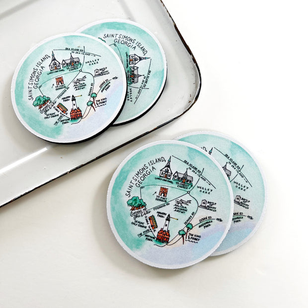 Saint Simons Island Neoprene Coaster Set