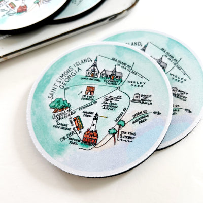 Saint Simons Island Neoprene Coaster Set