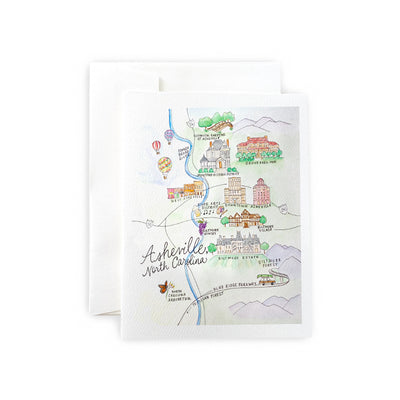 Asheville, North Carolina Map Greeting Card