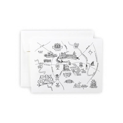 Athens Pen & Ink Map Greeting Card
