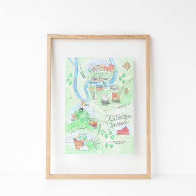 Chattanooga, Tennessee Map Art Print