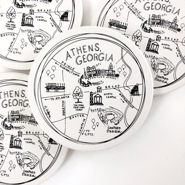 Athens Map Ceramic Coasters