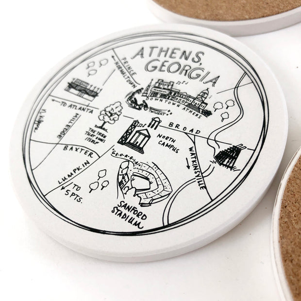 Athens Map Ceramic Coasters