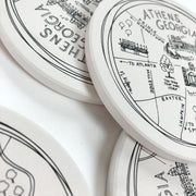 Athens Map Ceramic Coasters