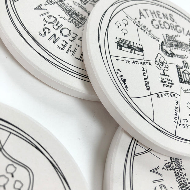 Athens Map Ceramic Coasters