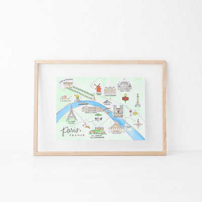 Paris, France Map Art Print