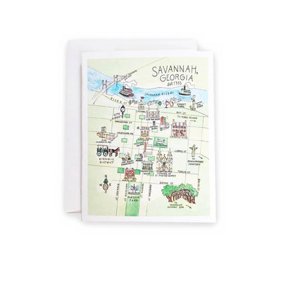 Savannah, Georgia Map Greeting Card